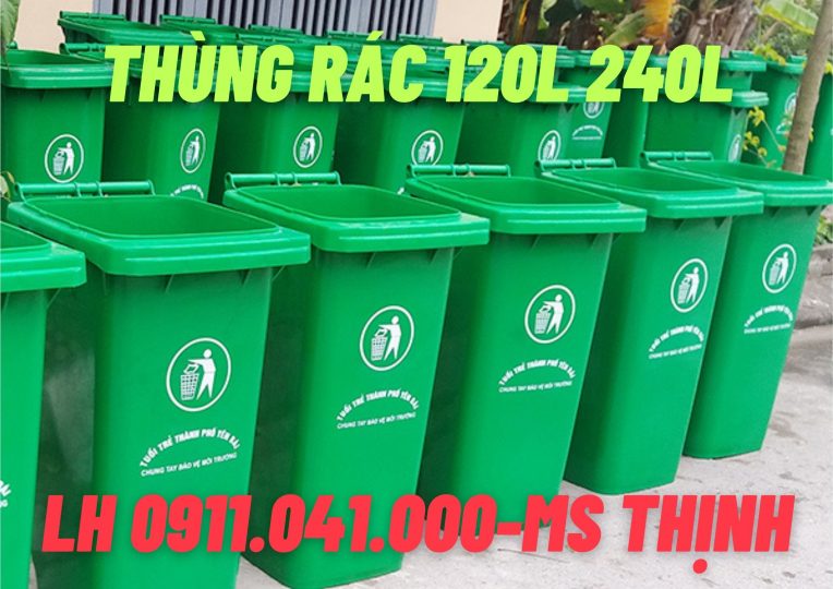 Thùng rác công cộng giá siêu rẻ, thùng rác 120lit 240lit, thùng rác y tế lh 0911.041.000